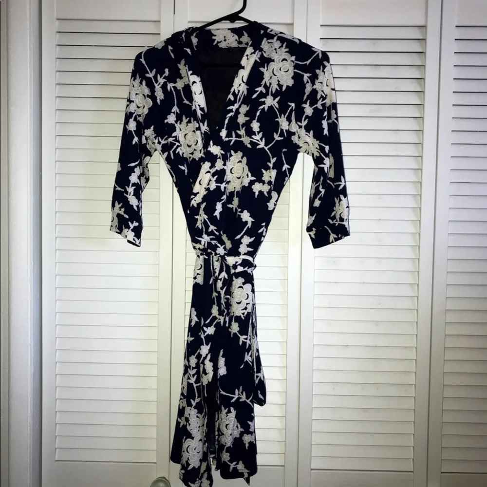 Navy Floral Wrap Dress